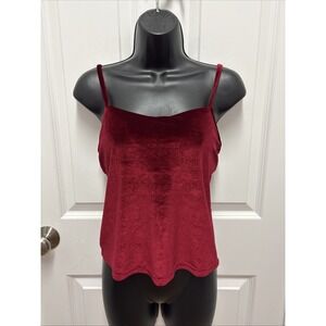Maidenform Red Velour Camisole Top Womens Size M Chest 34 Spaghetti Strap